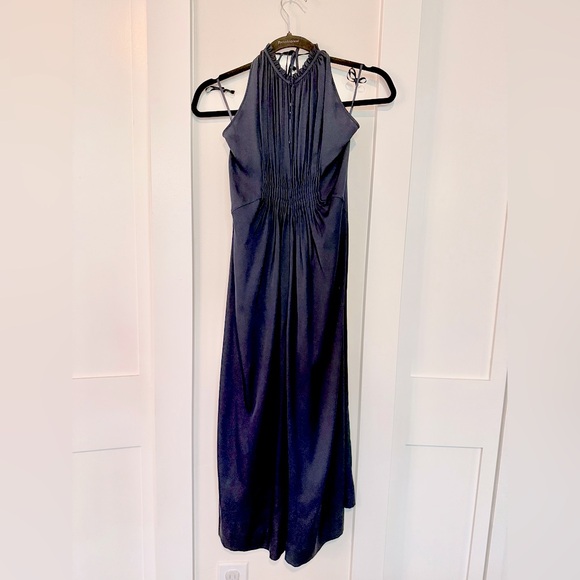 DIANE VON FURSTENBERG Tatianna Jumpsuit in Navy Halter Silk Open Back Size 6 - Picture 5 of 17